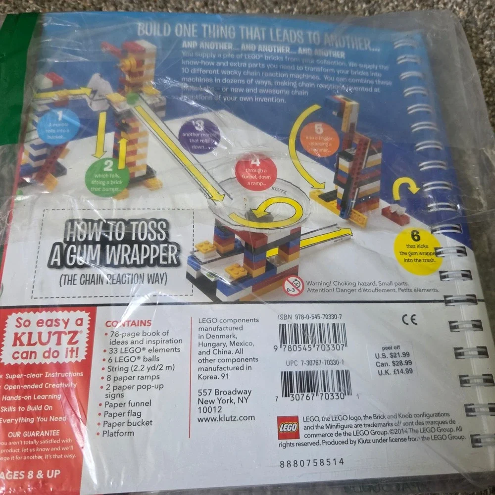 Klutz LEGO‎ Chain Reactions Craft Kit Build Moving Machines 33 LEGO Elements NEW